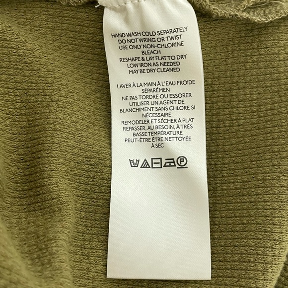 New FREE PEOPLE Newbie Thermal Henley Army Green Layering Knit Crochet Cuff XL - Picture 14 of 15